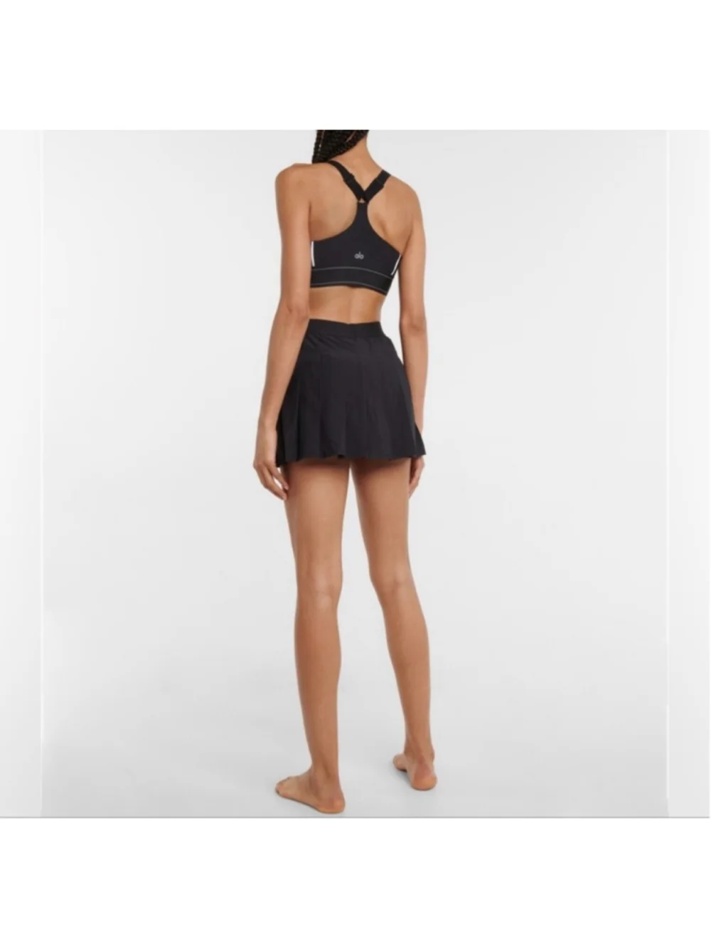 Women's Alo Yoga Black Varsity Pleated Tennis Mini Skirt L